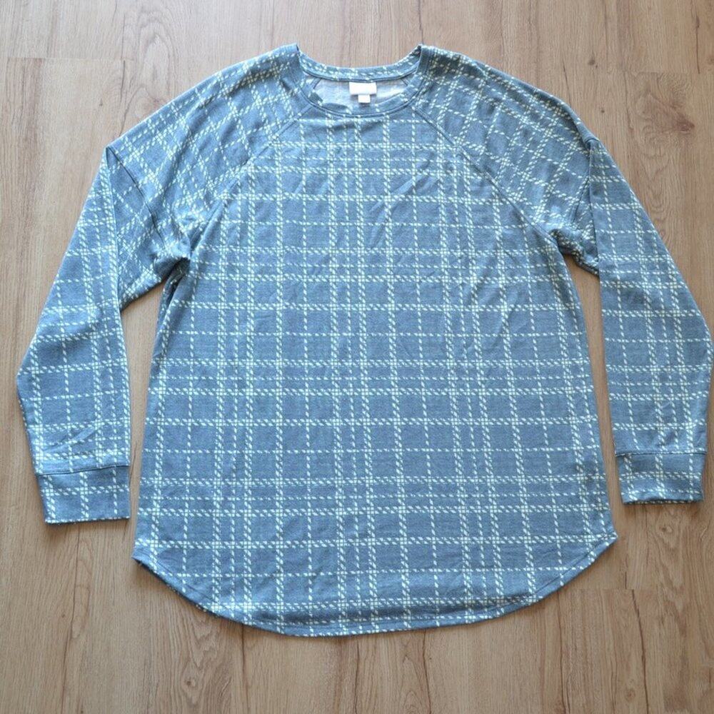 LuLaRoe Blue Plaid Long Sleeve Shirt Top